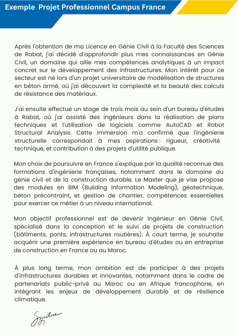 Exemple Projet Professionnel Campus France